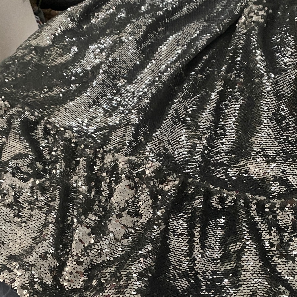Anthropologie Silver Sequin One-Shoulder Midi Dress - Picture 6 of 8